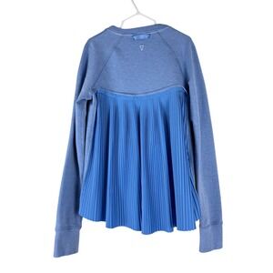 ivivva Girls Blue Long Sleeve V Neck Sweatshirt Pleated Back Size 8 Lululemon